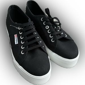 Superga Black White 2790 Platform Canvas Sneaker Size W8/39